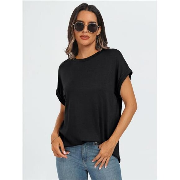 AUTOMET Oversized Summer T Shirt Womens Casual Short Sleeve Work Top 2025 - Picture 4 of 6